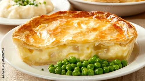 Delicious Creamy Chicken Pie with Flaky Crust and Peas