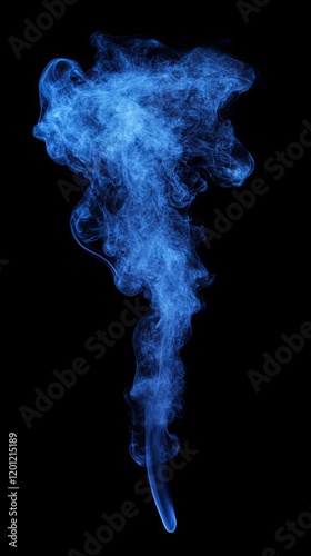 Abstract Blue Smoke Photography - Swirling Vapor On Black Background