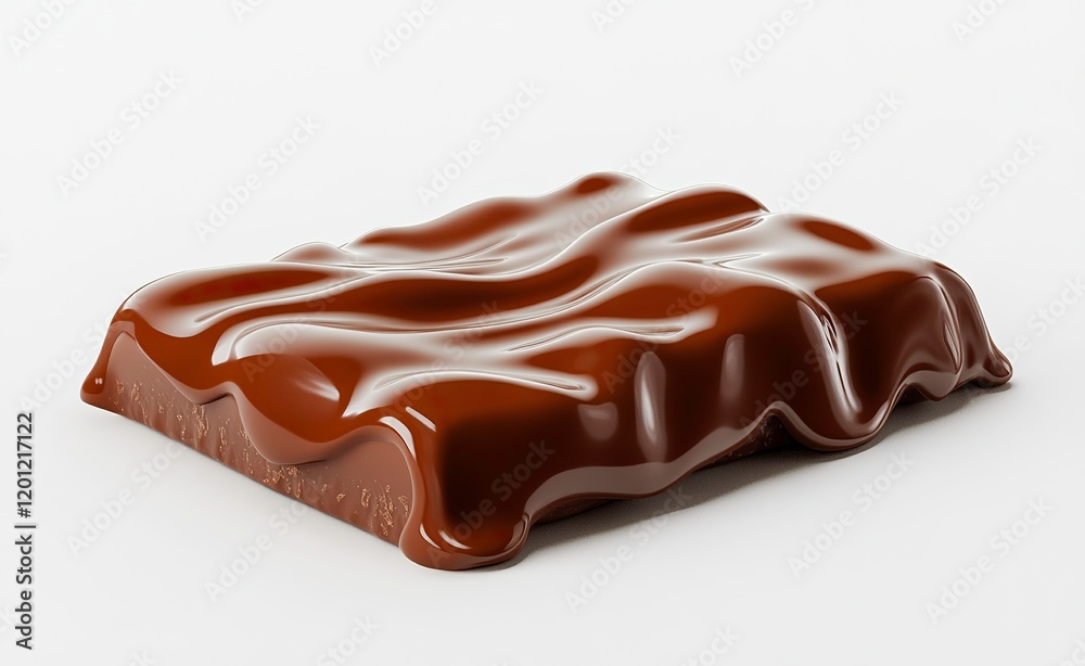 Photo of a chocolate bar with melting liquid on top, isolated on a white background. Photo of a chocolate bar with melting liquid on top, isolated on a white background.