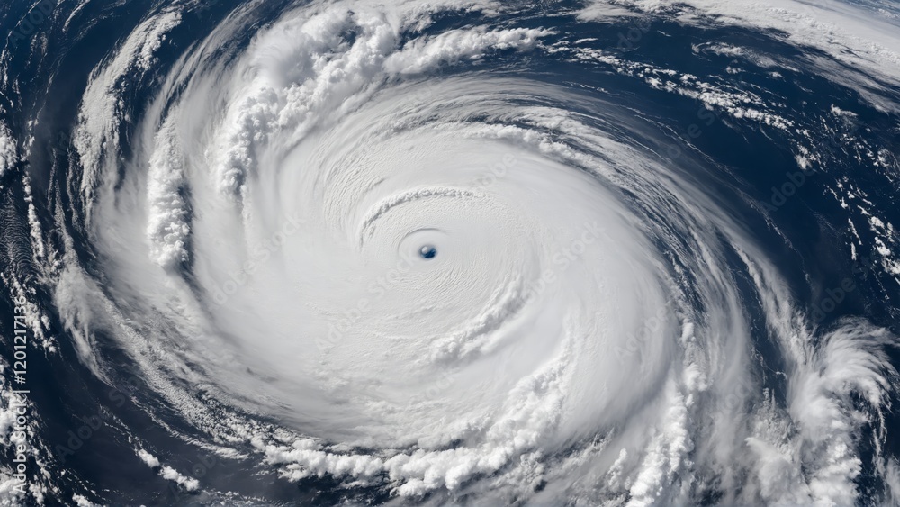 Hurricane with visible eye photographed from space Hurricane with visible eye photographed from space