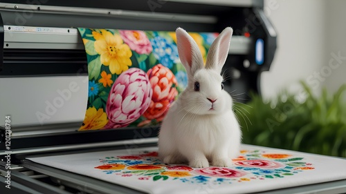 White Easter Bunny: Inkjet Printer - Printing On Fabric- Textile Industry	