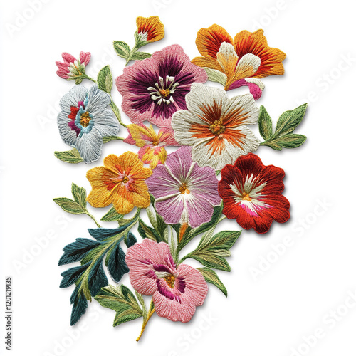 A flowers embrodiery patch on white background. photo