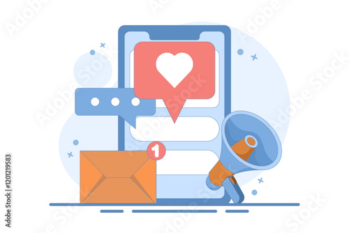 Business virtual social communication concept. Communication, dialogue, conversation in online forum and internet chat concept. Flat vector illustration design on background.