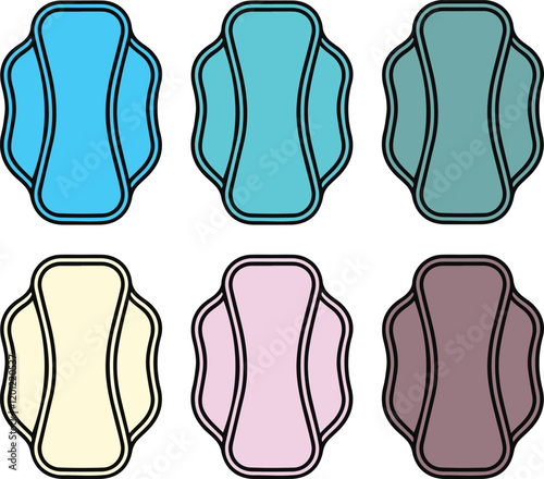 Sanitary pad icon collection or set. Sanitary pad Thin vector art