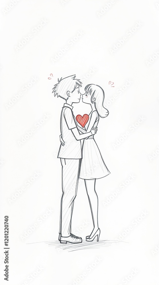 Hand-drawn sketch, Valentine's Day theme, Hand-drawn sketch, Valentine's Day theme,
