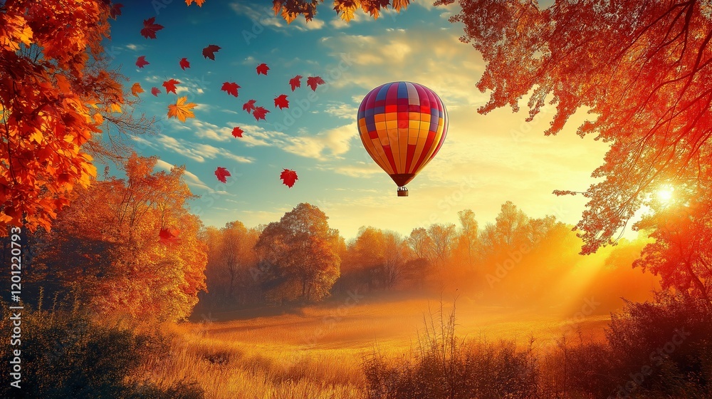 Obraz premium Colorful balloon floating in a serene setting