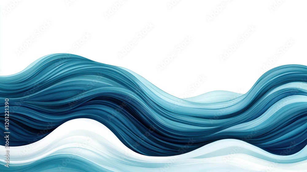 Fototapeta premium Ocean watercolor idea. A serene abstract representation of flowing blue waves, ideal for tranquil designs.
