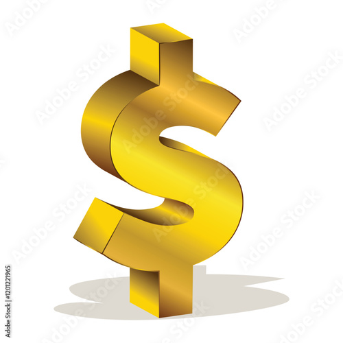 Stunning 3D golden dollar symbol with sleek metallic shades, radiating wealth and luxury