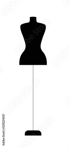 Black Mannequin Display Stand In Flat Vector Illustration Symbolizing Fashion Design, Sewing, And Tailoring