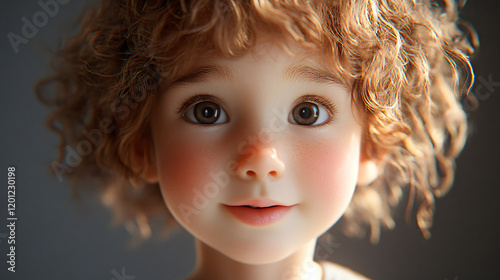 a close up of a doll with a very curly hair photo