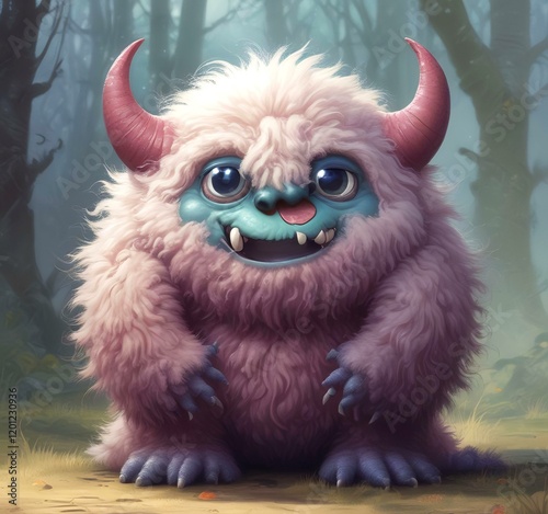 Illustration of fluffy and cute small monster.