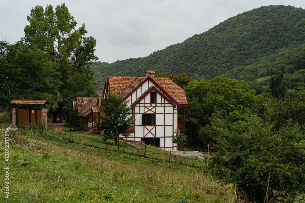 Traditional German framing house in the mountain Traditional German framing house in the mountain