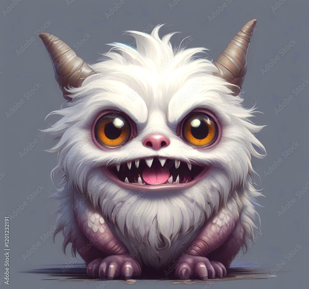 Obraz premium Illustration of fluffy and cute small monster.