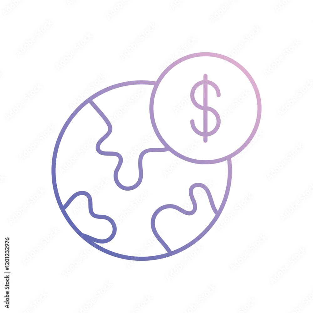 Global Money icon business vector concept stock graphic Global Money icon business vector concept stock graphic