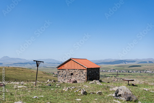 Medieval christian church in the mountains of Georgia