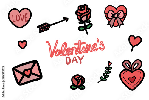 Valentine's Day set of cute love elements. Good for any project.