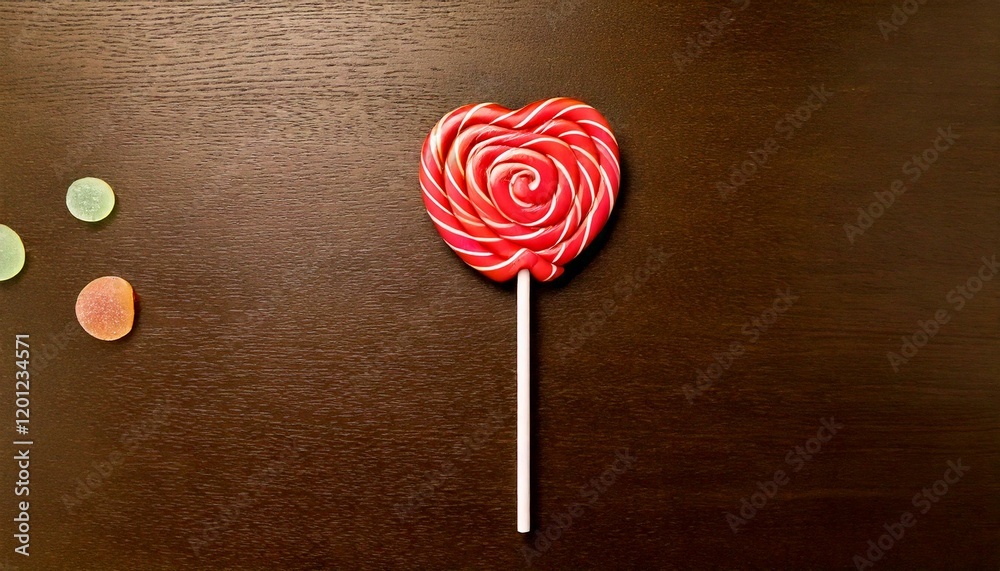 lollipop on candy making table, copy space