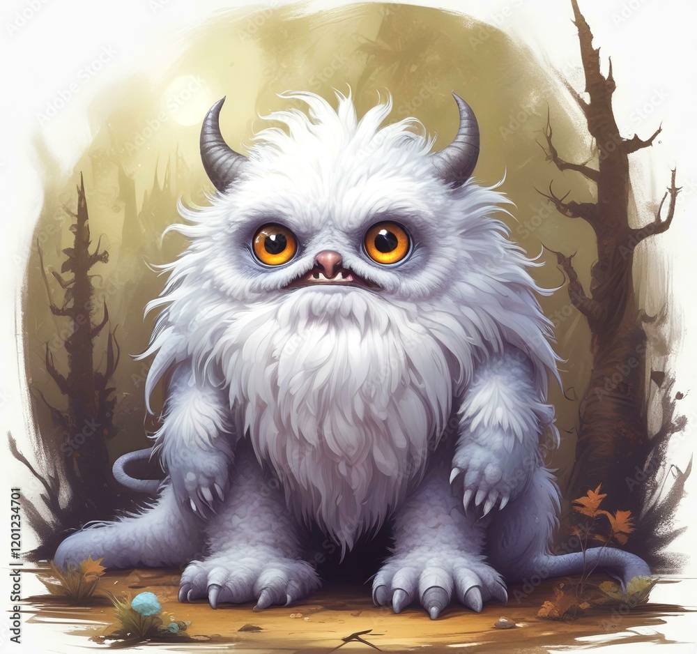 Obraz premium Illustration of fluffy and cute small monster.