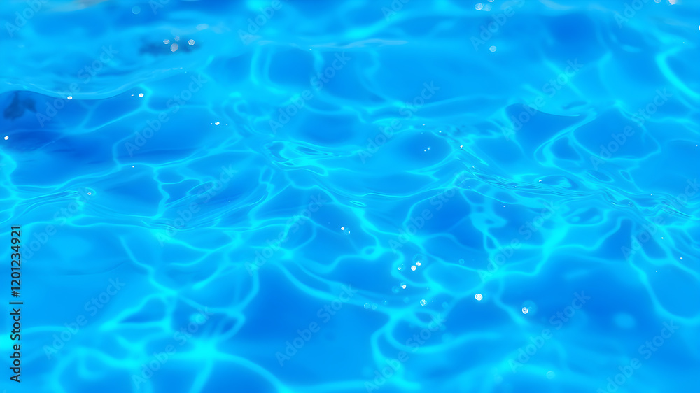 Blue water with ripples on the surface. Defocus blurred transparent blue colored clear calm water surface texture with splashes and bubbles. Water waves with shining pattern background. Generative AI Blue water with ripples on the surface. Defocus blurred transparent blue colored clear calm water surface texture with splashes and bubbles. Water waves with shining pattern background. Generative AI