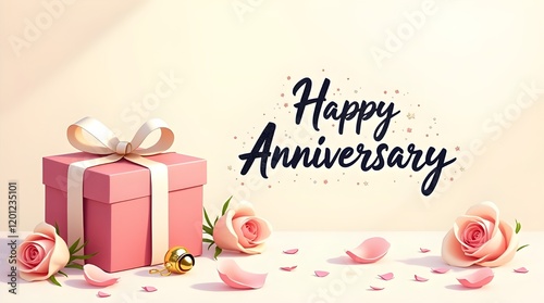 gift box with ribbon and bow happy anniversary in 2025