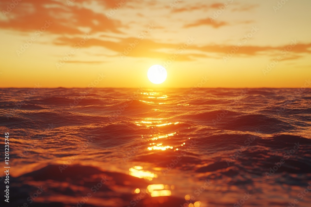 Vibrant sunset over calm ocean waves. Vibrant sunset over calm ocean waves.