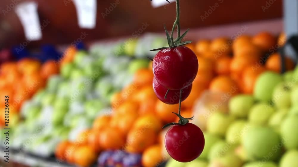 Vegetable and fruit in greengrocer