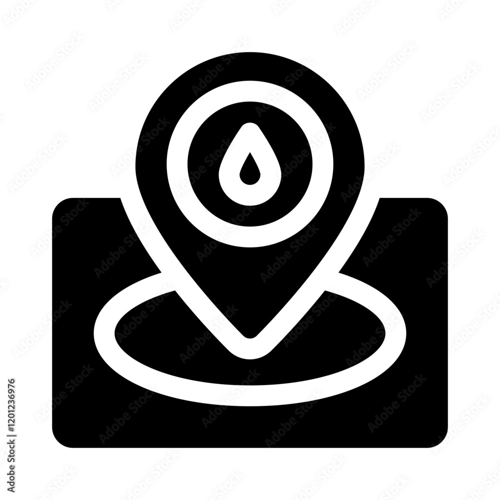 Map Pin with Oil Drop glyph icon Map Pin with Oil Drop glyph icon