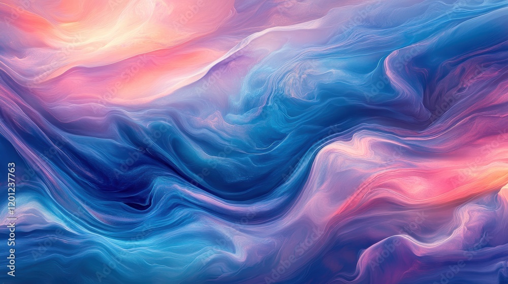 Obraz premium Evoking serenity the gentle waves of color in a tranquil digital canvas