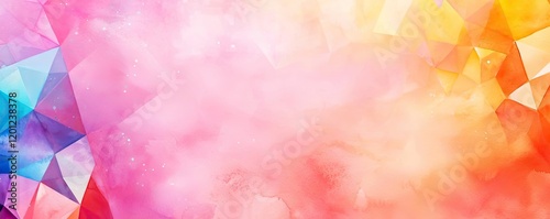 Polygon watercolor concept. A vibrant abstract background with colorful geometric shapes and smooth gradients.