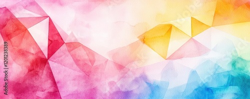 Polygon watercolor concept. Colorful abstract design with vibrant shapes and soft gradients for creative projects.