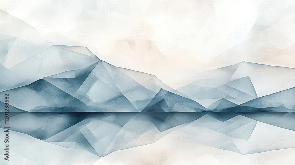 custom made wallpaper toronto digitalPolygon watercolor concept. Abstract watercolor landscape with shades of blue reflecting on a calm surface.