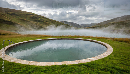 Source thermale dans la vallée paisible photo