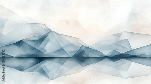 Wallpaper Mural Polygon watercolor concept. Abstract watercolor landscape with shades of blue reflecting on a calm surface. Torontodigital.ca