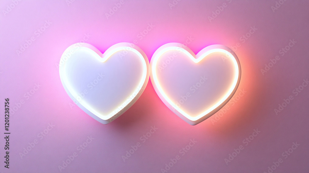 Two white hearts set on a pastel background. The hearts are empty inside, creating a feeling of lightness and lightness. Two white hearts set on a pastel background. The hearts are empty inside, creating a feeling of lightness and lightness.