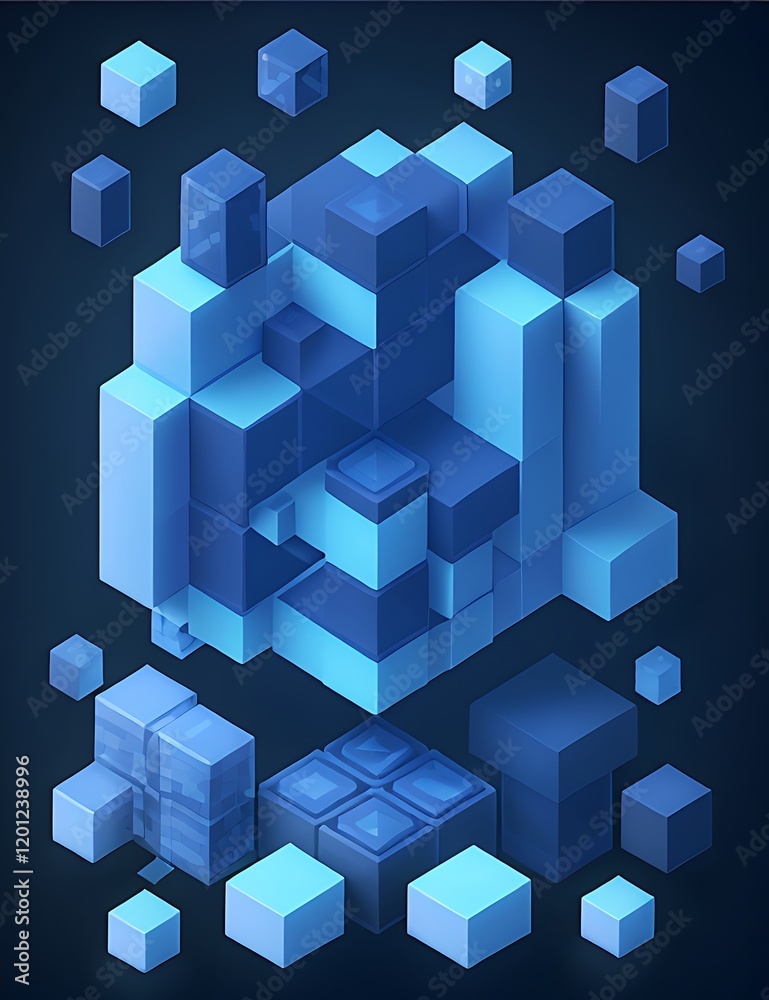 Obraz premium abstract blue cubes background