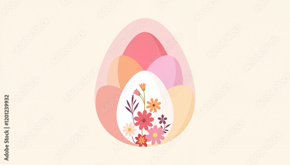 Floral Easter egg with pastel layered petals Floral Easter egg with pastel layered petals