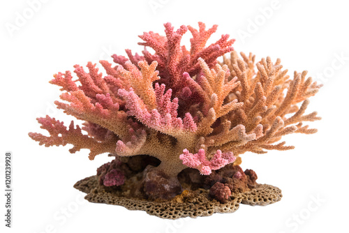 Staghorn Montipora Coral on Transparent Background, Marine Life, Coral Reef, Underwater Decoration photo