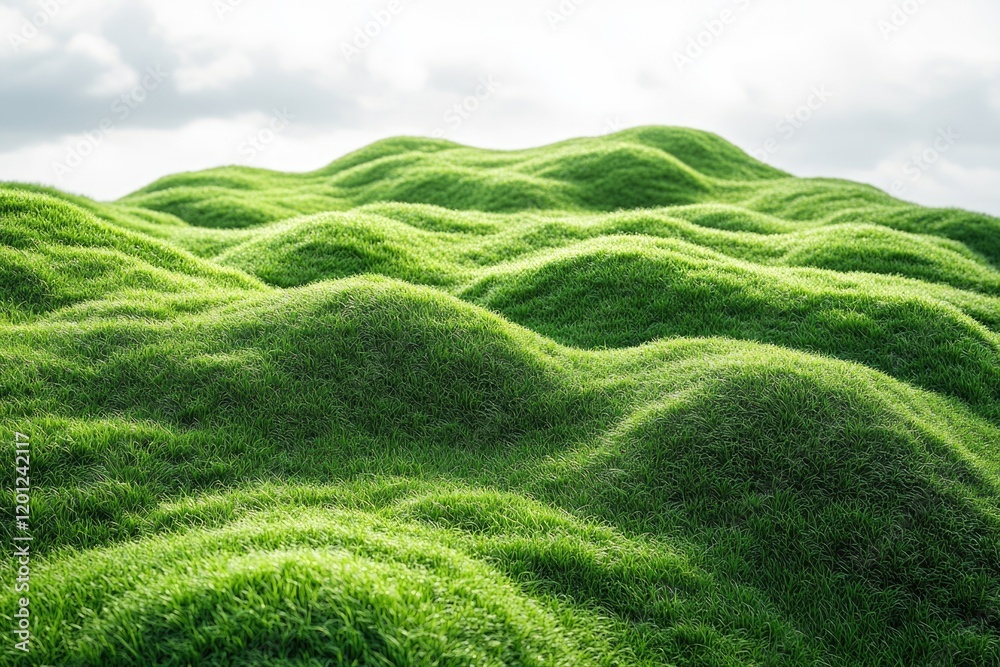 A serene scene of a field of green grass on a cloudy day, great for use in environmental or nature-themed projects A serene scene of a field of green grass on a cloudy day, great for use in environmental or nature-themed projects