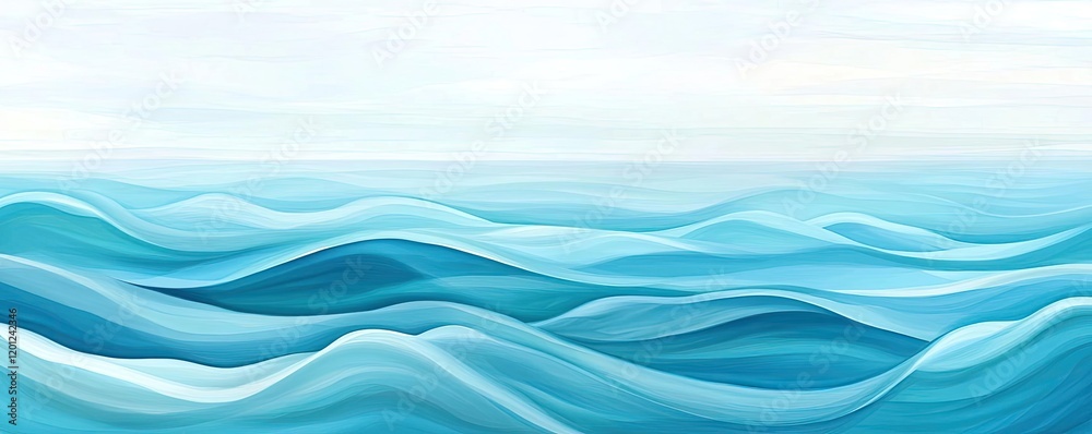 Ocean watercolor idea. Stylized ocean waves in varying shades of blue, evoking calm and tranquility. Ocean watercolor idea. Stylized ocean waves in varying shades of blue, evoking calm and tranquility.