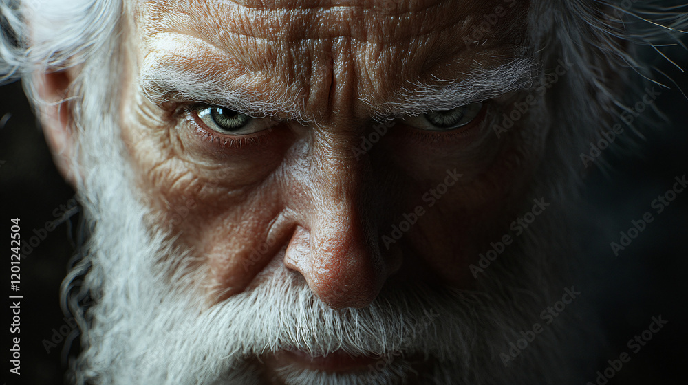 a close up of a man ' s face with a white beard a close up of a man ' s face with a white beard