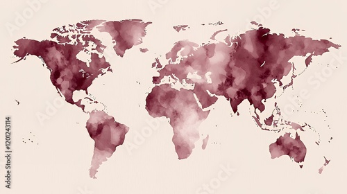 Crimson Watercolor World Map: A Global Artistic Vision