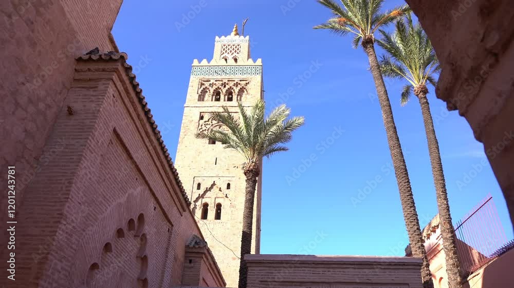 Africa, Morocco, Marrakech ,  Koutoubia islamic Mosque tourist attraction destination clo to Jemaa el Fna haritage  wordl 
