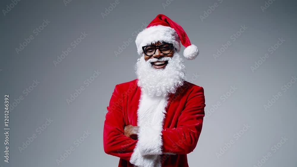 Smiling Santa Claus in Red Suit and Glasses Smiling Santa Claus in Red Suit and Glasses