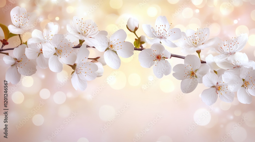 Delicate cherry blossom branch on soft bokeh background. Spring. March 8, International Women's Day. Mother's Day Delicate cherry blossom branch on soft bokeh background. Spring. March 8, International Women's Day. Mother's Day