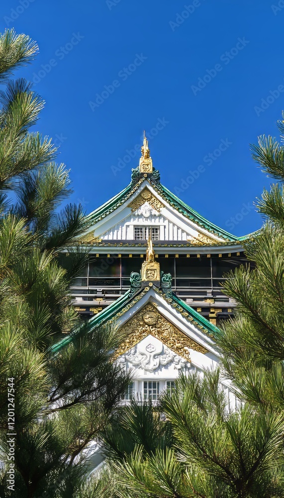Majestic Osaka Castle A Historic Japanese Landmark with Golden Accents and Elegant Architecture Majestic Osaka Castle A Historic Japanese Landmark with Golden Accents and Elegant Architecture