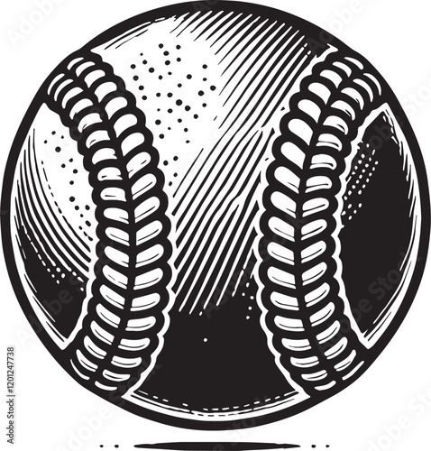 Black Color Baseball Silhouette Vector Illustration, Solid White Background