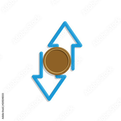 coin icon. cash back with dollar. money management vector, business and finance icon, indicating continuous movement. flat color design style