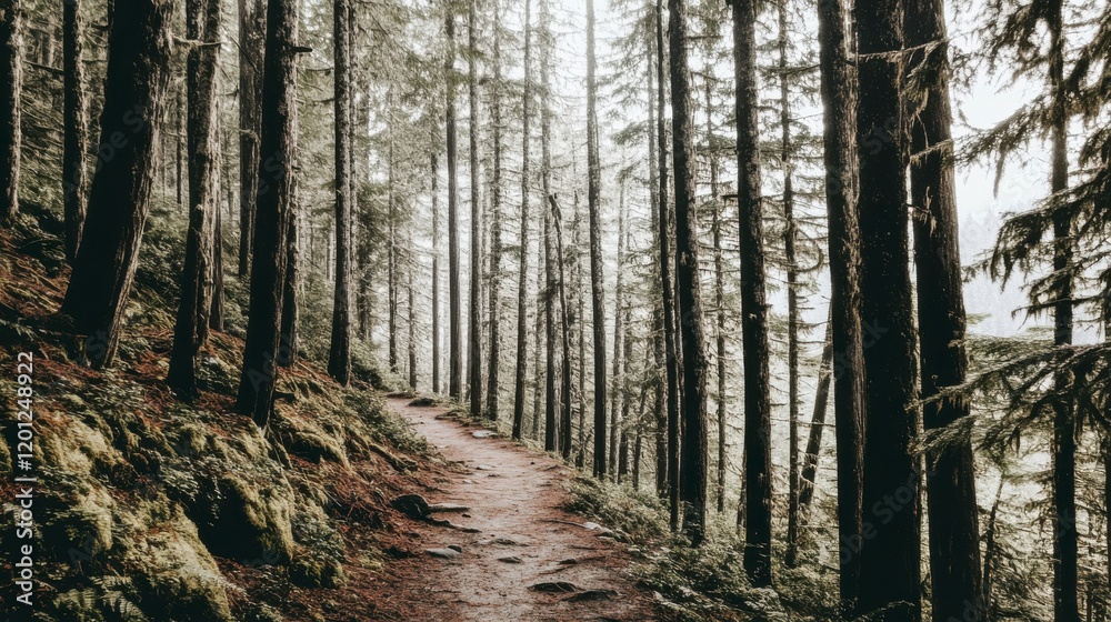 Serene Forest Pathway: A Misty Woodland Escape Serene Forest Pathway: A Misty Woodland Escape