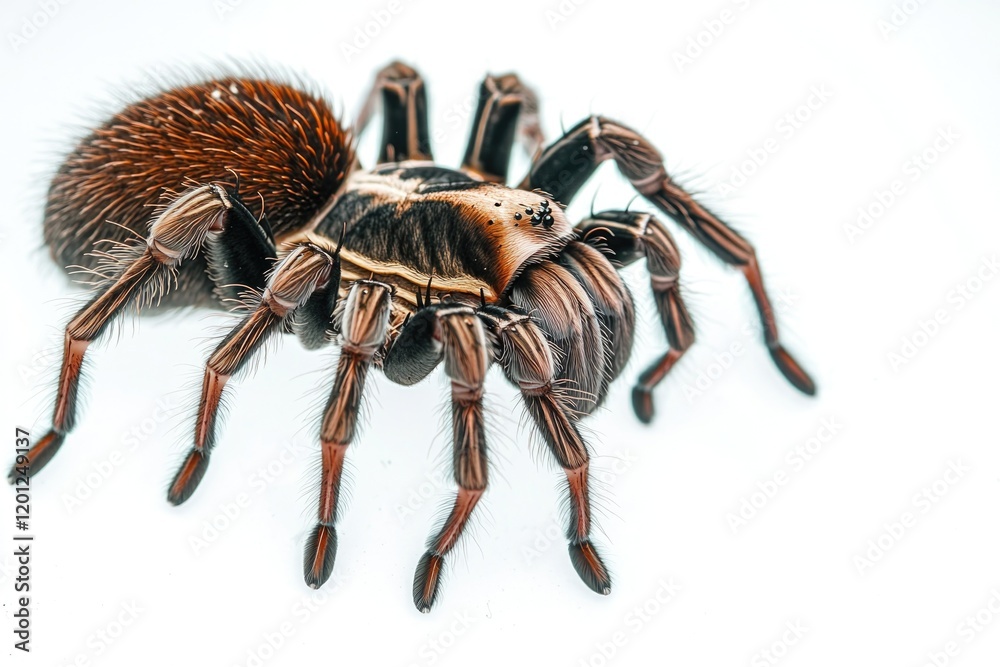 A close-up shot of a large spider sitting on a white surface A close-up shot of a large spider sitting on a white surface