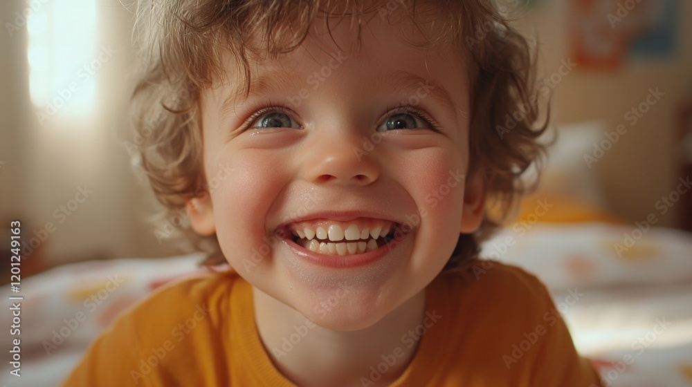 A Close-up of a Toddler's Joyful Face, big smile with teeth, happy expression Generated AI A Close-up of a Toddler's Joyful Face, big smile with teeth, happy expression Generated AI